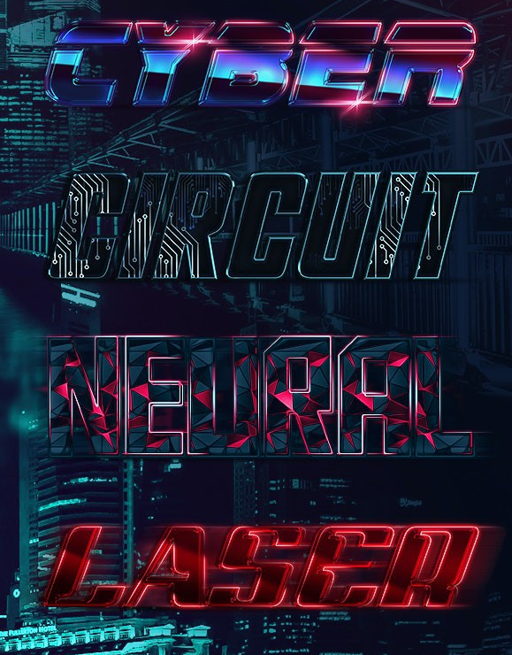 赛博朋克文字效果ps样式cyberpunktexteffects包含安装及使用教程