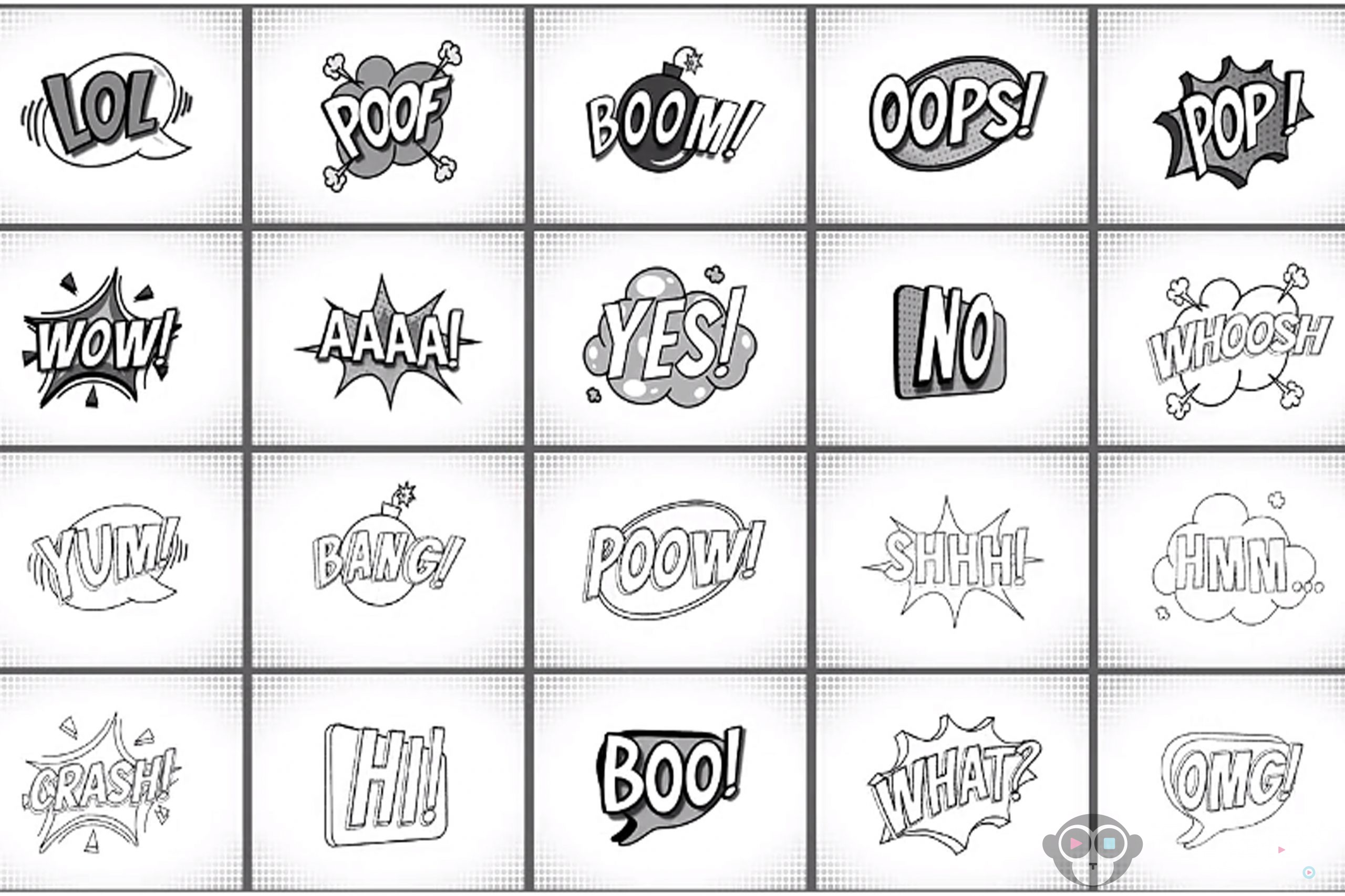 fcpx插件-20组综艺卡通搞笑贴纸花字标题动画 comic titles black and